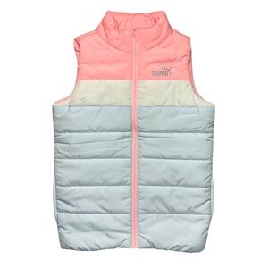 Puma Puffer Vest Pink Blue Colorblock M 10/12